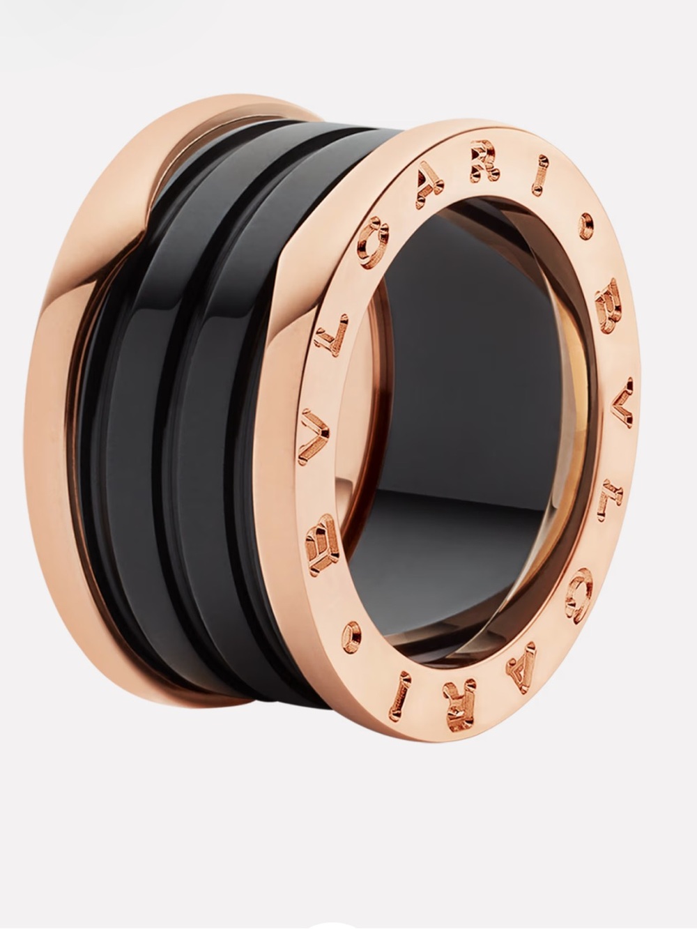 Bvlgari B.Zero1 Ring in Rose Gold & Black Ceramic